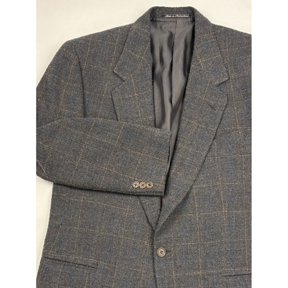 VTG Ermenegildo Zegna "Soft" Textured Boiled Wool Sport Coat 40R Gray Windowpane
